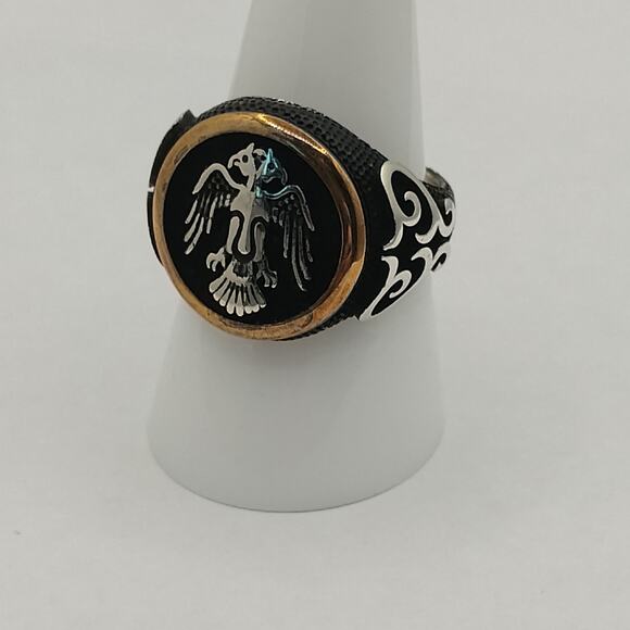 Sterling Silver Matt Black Eagle Ring sz 9 - Picture 1 of 6